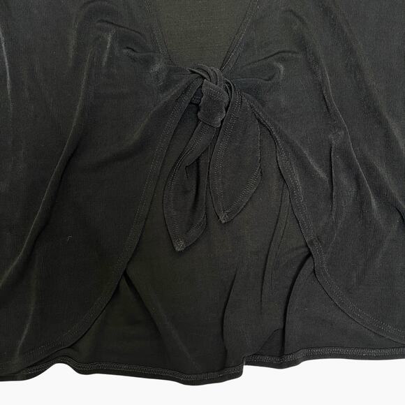 Chicos Travelers Cardigan Sweater Size 2 Large Slinky Knit Tie Front Y2K Classic - Picture 4 of 11